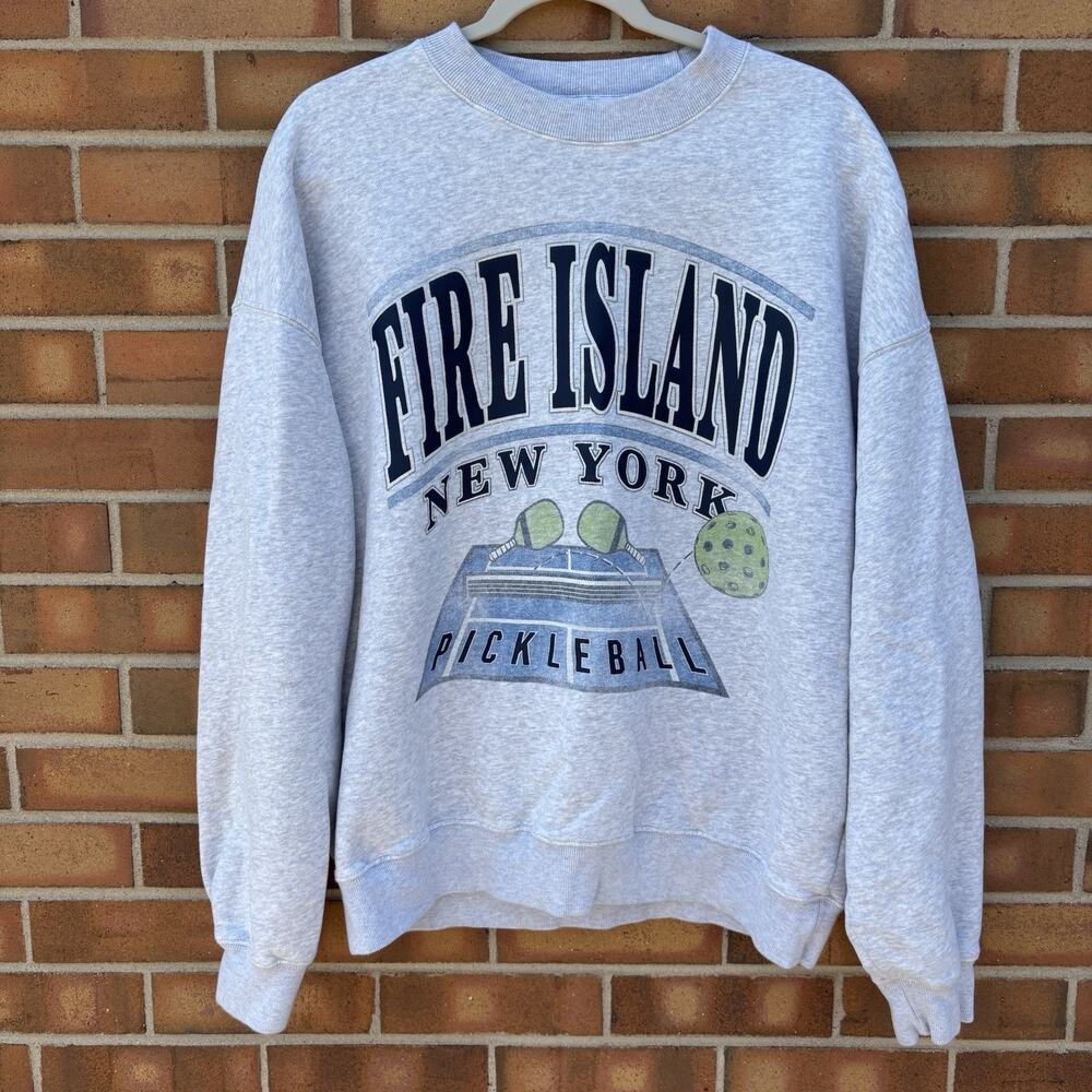 Abercrombie And Fitch Mens Medium Fire Island New York Pickleball Graphic Crew M